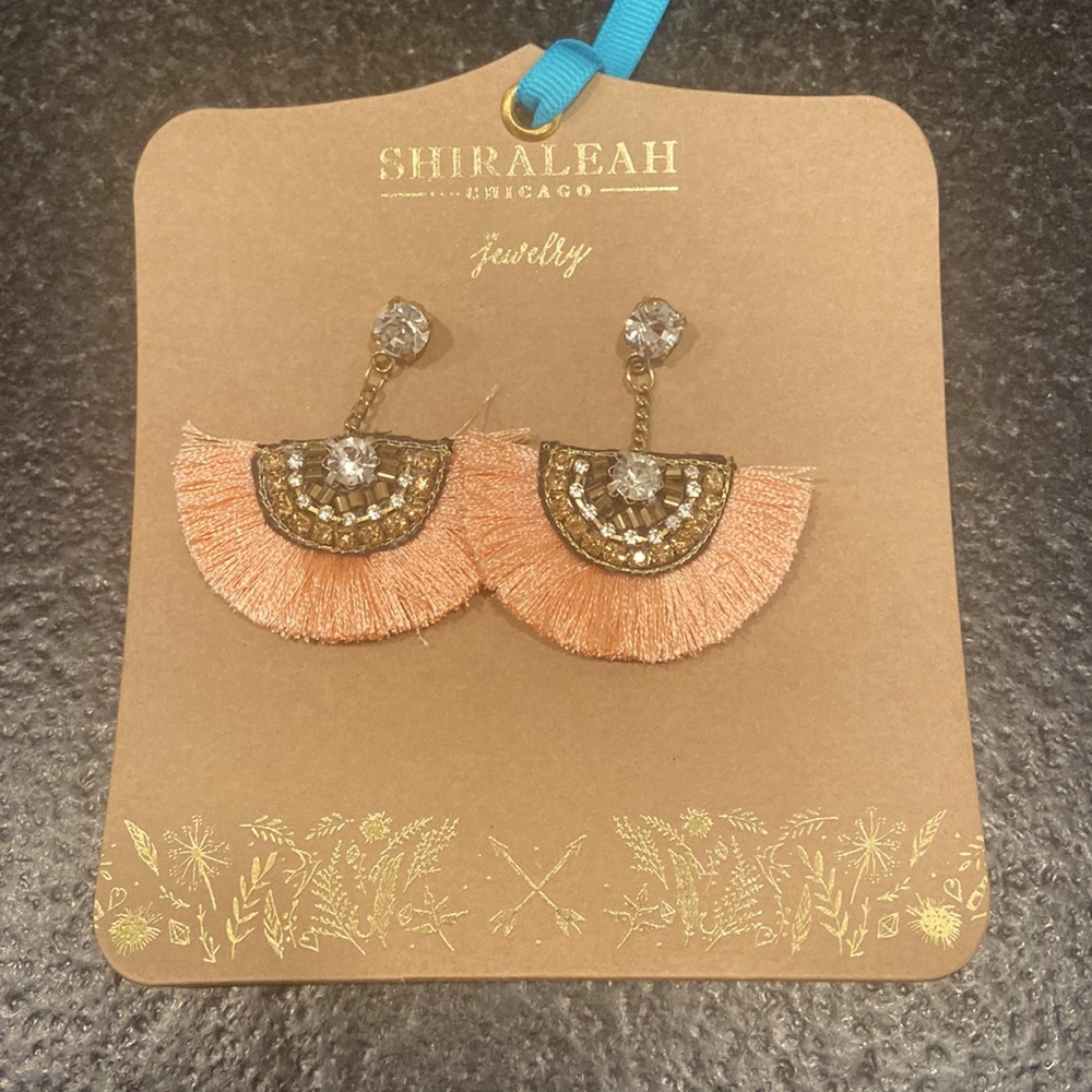 Shiraleah Peach Corinne Tassel earrings NWT rhinestone boho Anthro spring